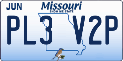 MO license plate PL3V2P