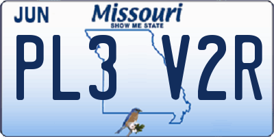MO license plate PL3V2R