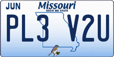 MO license plate PL3V2U