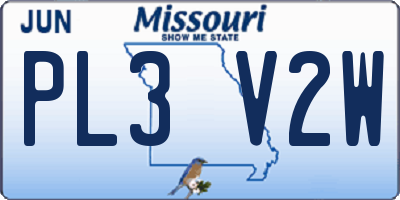 MO license plate PL3V2W