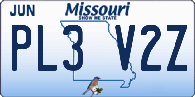 MO license plate PL3V2Z