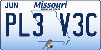 MO license plate PL3V3C