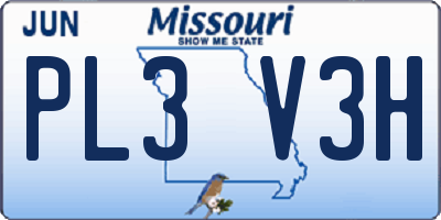 MO license plate PL3V3H