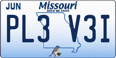 MO license plate PL3V3I