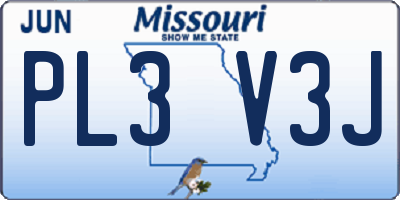 MO license plate PL3V3J