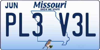 MO license plate PL3V3L