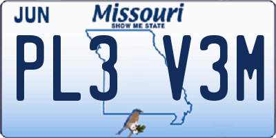 MO license plate PL3V3M