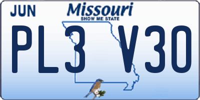MO license plate PL3V3O