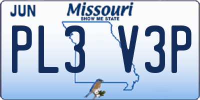 MO license plate PL3V3P