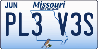 MO license plate PL3V3S
