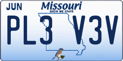 MO license plate PL3V3V