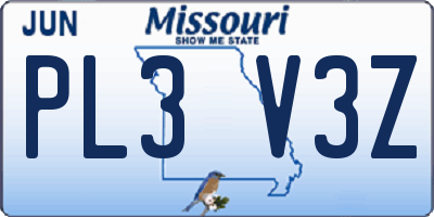MO license plate PL3V3Z