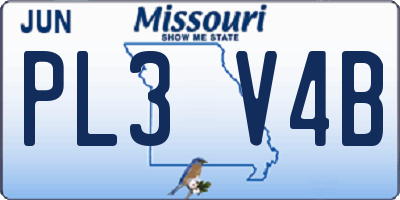MO license plate PL3V4B