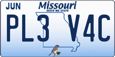 MO license plate PL3V4C