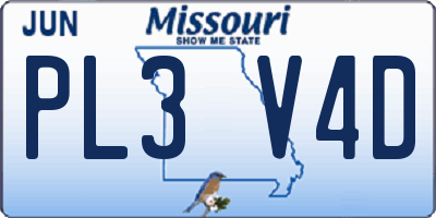MO license plate PL3V4D