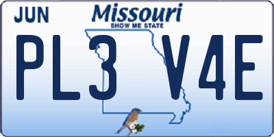 MO license plate PL3V4E