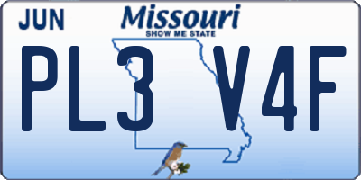 MO license plate PL3V4F