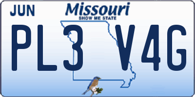 MO license plate PL3V4G