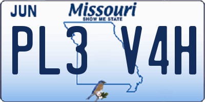 MO license plate PL3V4H