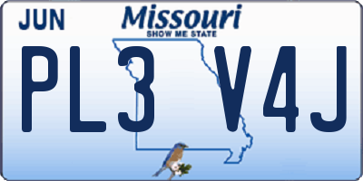MO license plate PL3V4J