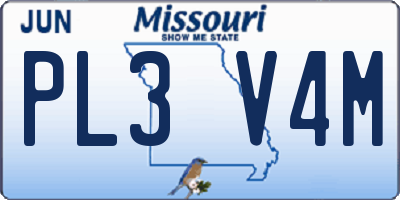 MO license plate PL3V4M