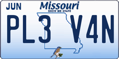 MO license plate PL3V4N