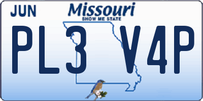 MO license plate PL3V4P