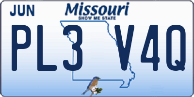 MO license plate PL3V4Q