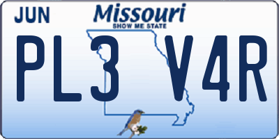 MO license plate PL3V4R