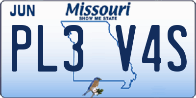 MO license plate PL3V4S