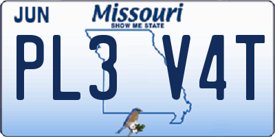 MO license plate PL3V4T