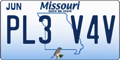 MO license plate PL3V4V