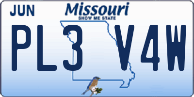 MO license plate PL3V4W