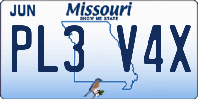MO license plate PL3V4X