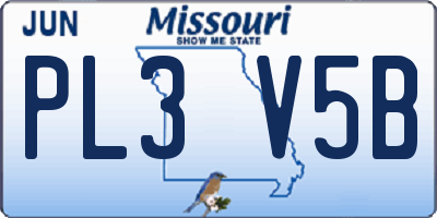 MO license plate PL3V5B