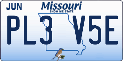 MO license plate PL3V5E