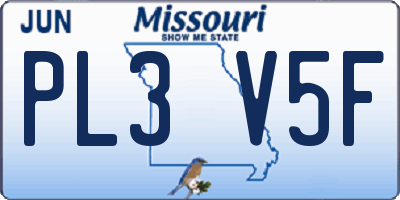 MO license plate PL3V5F