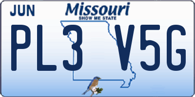MO license plate PL3V5G
