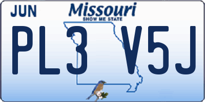 MO license plate PL3V5J