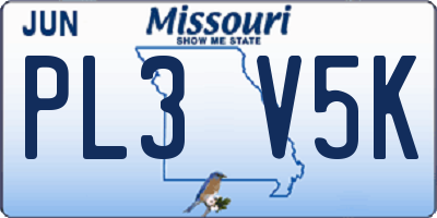 MO license plate PL3V5K