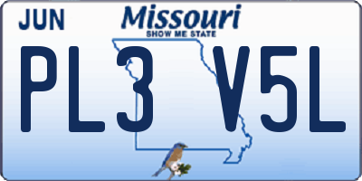 MO license plate PL3V5L