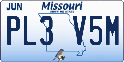 MO license plate PL3V5M