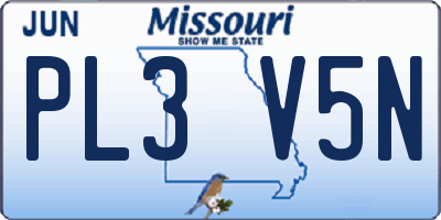 MO license plate PL3V5N