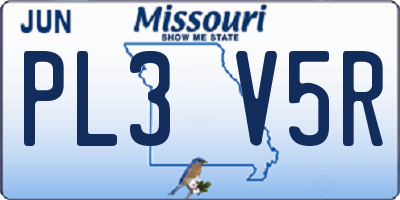 MO license plate PL3V5R