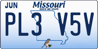 MO license plate PL3V5V
