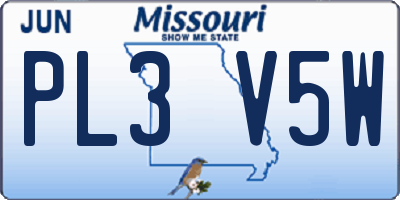 MO license plate PL3V5W