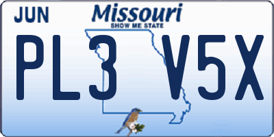 MO license plate PL3V5X