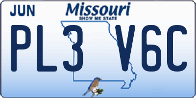 MO license plate PL3V6C