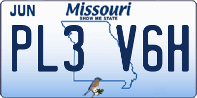 MO license plate PL3V6H