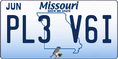 MO license plate PL3V6I